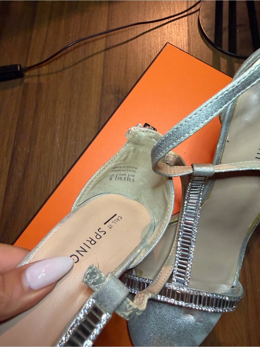 Call It Spring Champagne T-Strap Rhinestone Heels - Picture 4 of 4